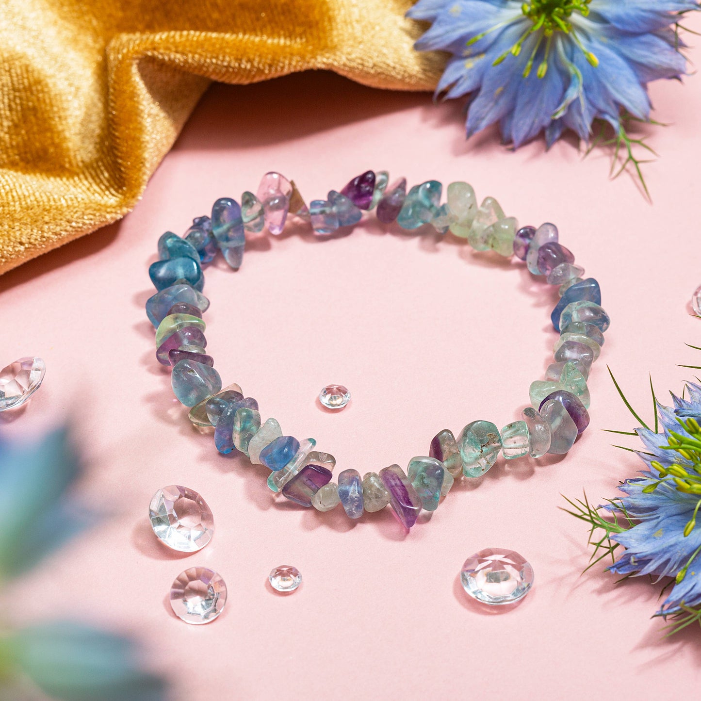 Letterbox Love Bracelets- Fluorite Genuine Crystal Chip Bracelet