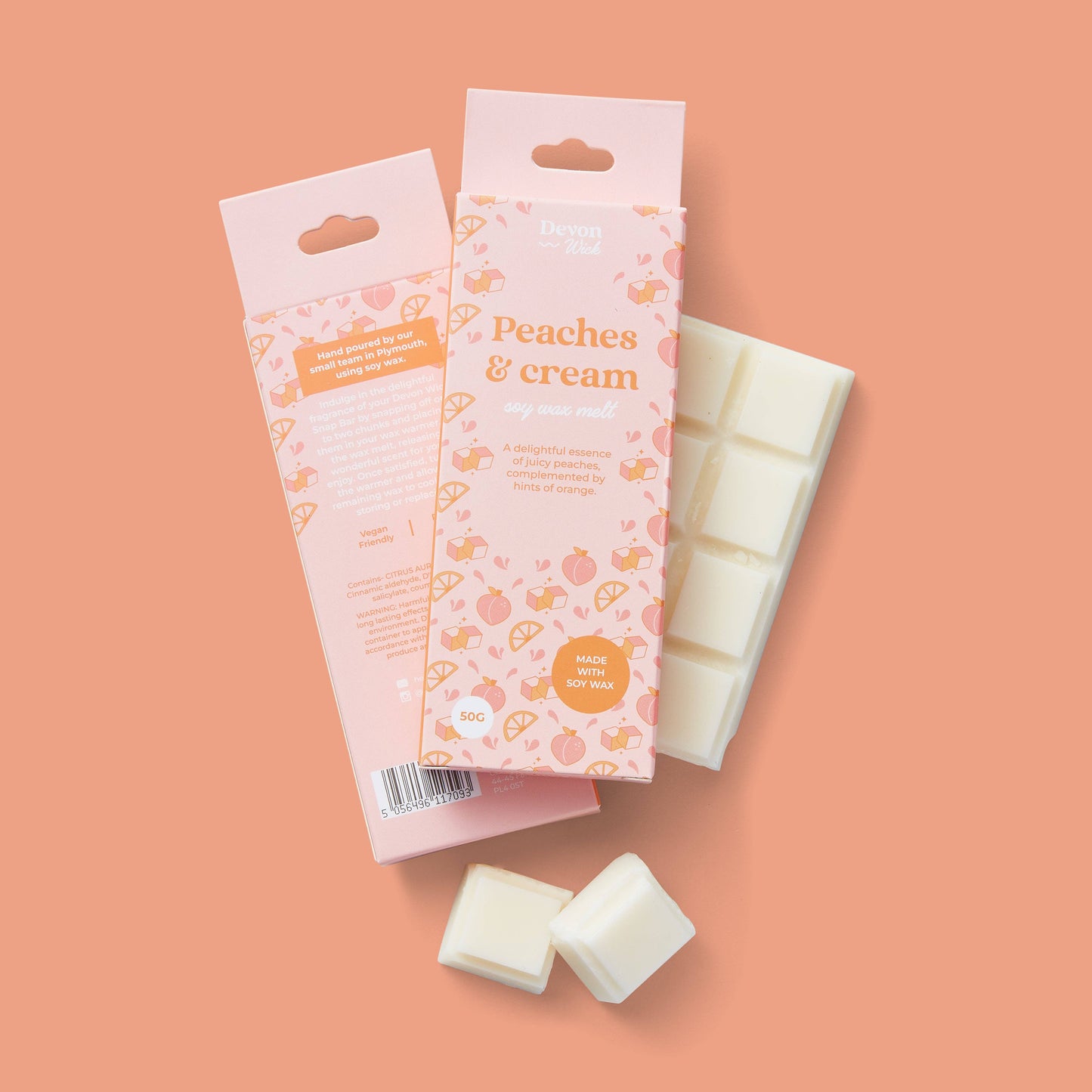 Devon Wick- Peaches & Cream Snap Bar Wax Melts