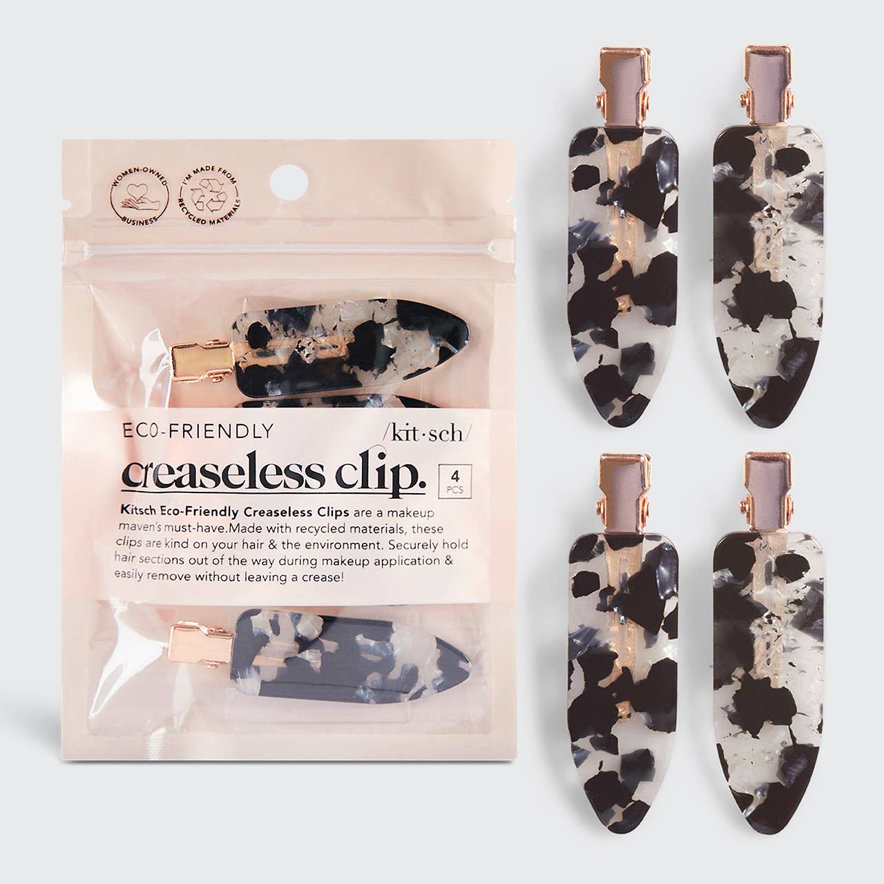 KITSCH- Eco-Friendly Creaseless Clips 4pc Set - Black Terrazzo