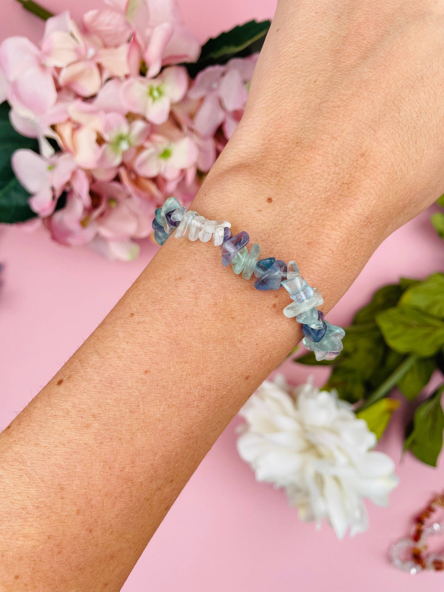 Letterbox Love Bracelets- Fluorite Genuine Crystal Chip  Bracelet