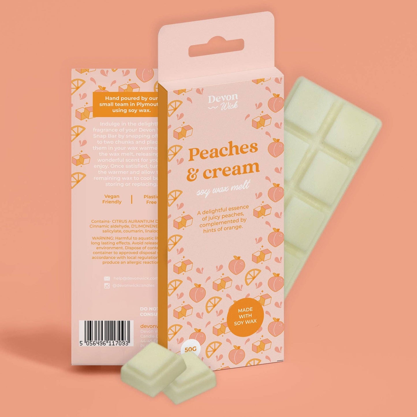 Devon Wick- Peaches & Cream Snap Bar Wax Melts