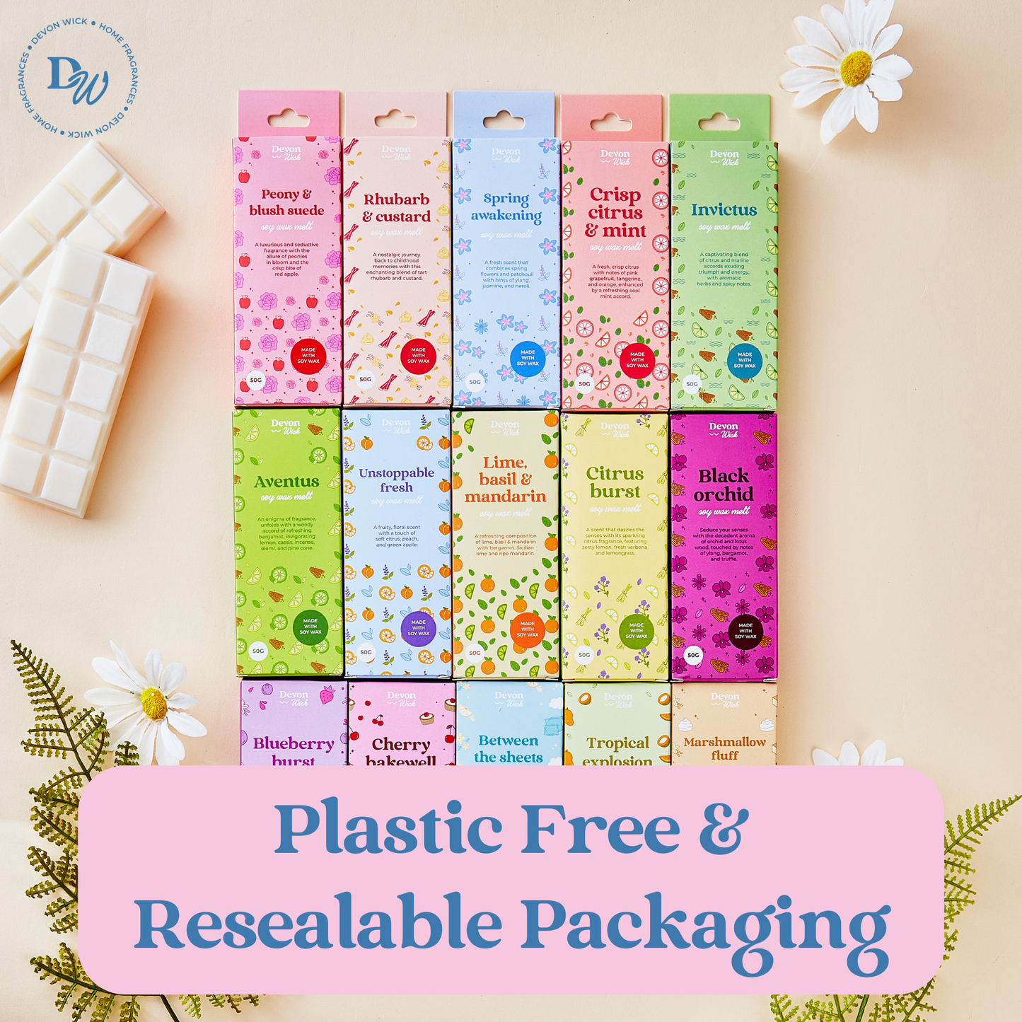 Devon Wick- Peaches & Cream Snap Bar Wax Melts
