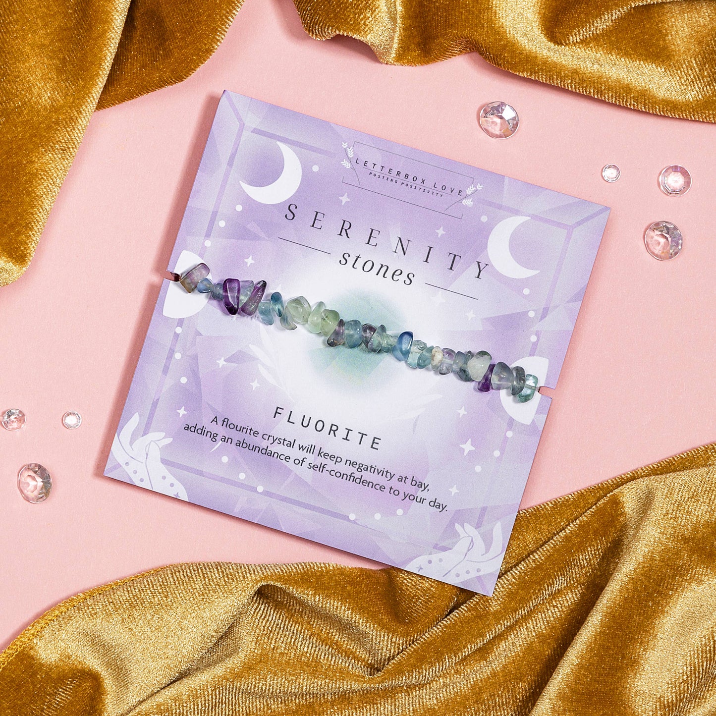 Letterbox Love Bracelets- Fluorite Genuine Crystal Chip  Bracelet