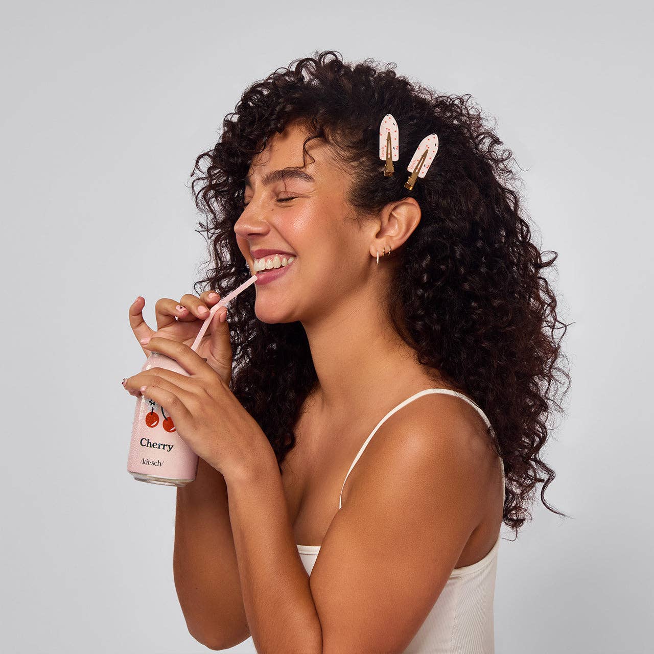 KITSCH- Recycled Plastic Creaseless Clips 4pc Set- Cherry Print