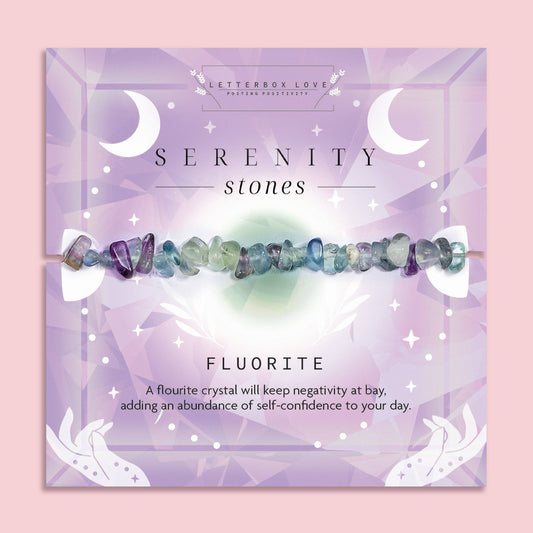 Letterbox Love Bracelets- Fluorite Genuine Crystal Chip  Bracelet