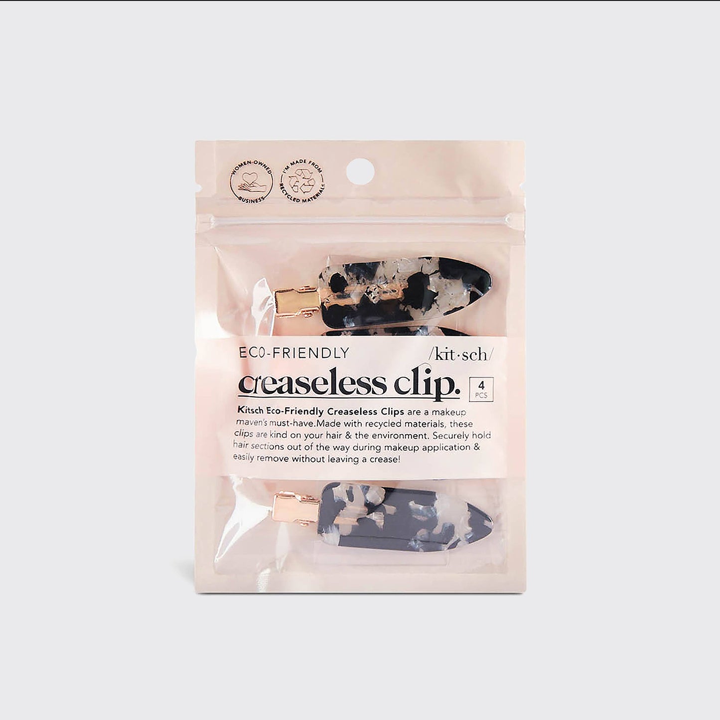KITSCH- Eco-Friendly Creaseless Clips 4pc Set - Black Terrazzo