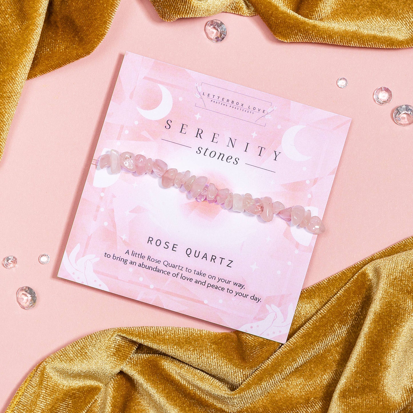Letterbox Love Bracelets- Rose Quartz Genuine Crystal Chip Bracelet